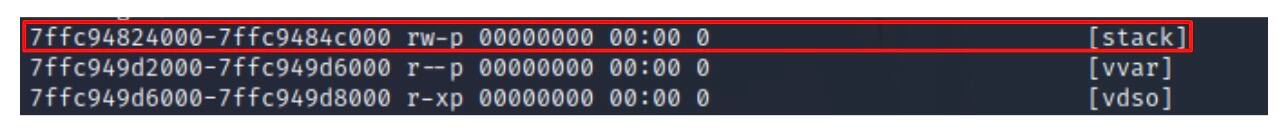 Although the stack memory is not executable (Figure 11), we can still use it to hijack the execution flow of the process.